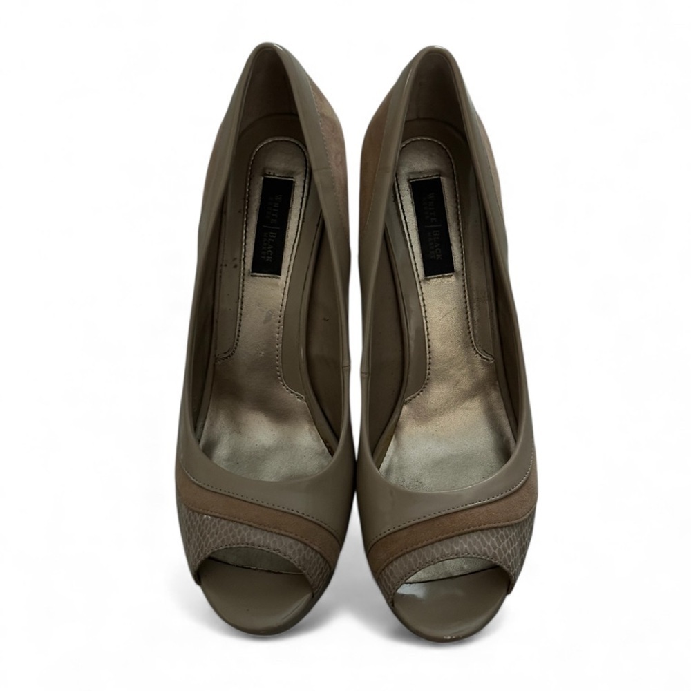White House Black Market Taupe Peep-Toe Heels